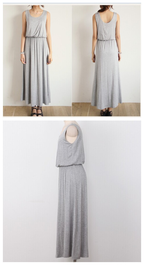 WD6109 Korea Stylish Long Dress Grey